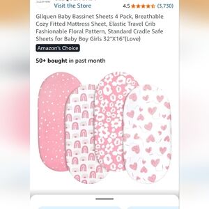 Pink and White Bassinet Sheets Set